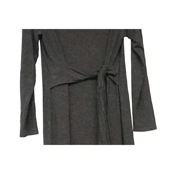J Jill Wearever Womens Dress Size Medium Gray Wrap Tie Front Long Sleeve Stretch - Picture 5 of 11